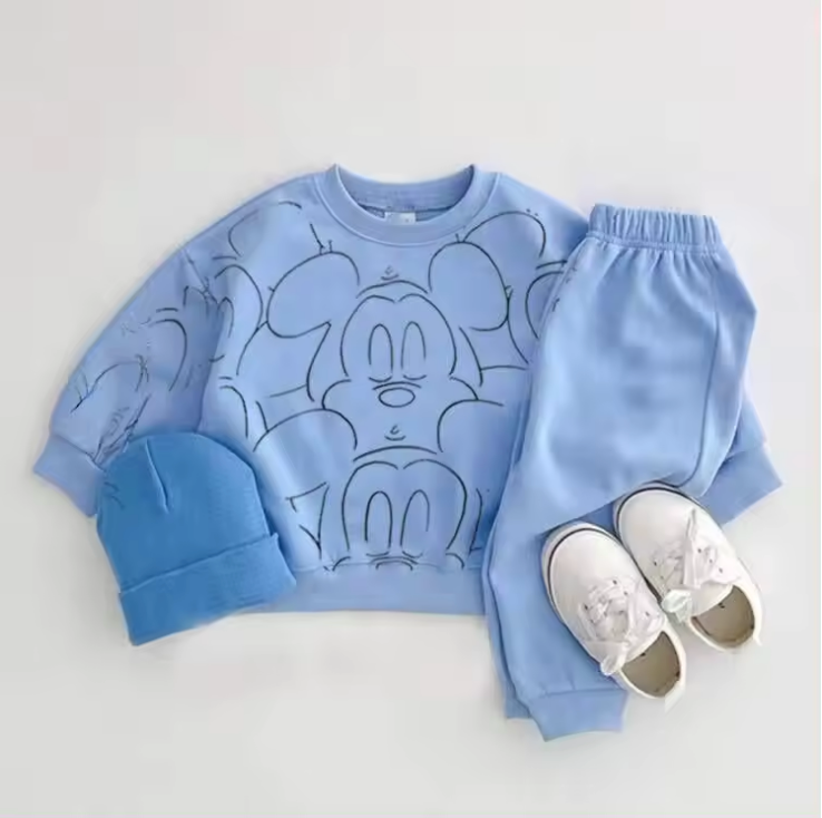 Designer Cartoon Baby Tracksuit Set – T-Shirt + Shorts