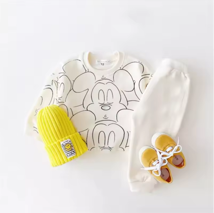 Designer Cartoon Baby Tracksuit Set – T-Shirt + Shorts